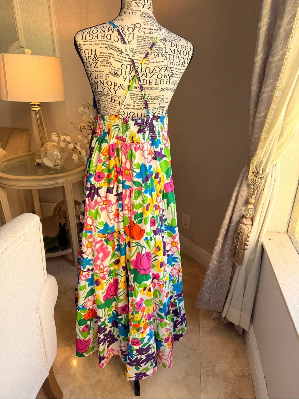 EUC J. Crew Vibrant Garden Cotton Poplin Tiered Maxi Dress Multicolor Size Large